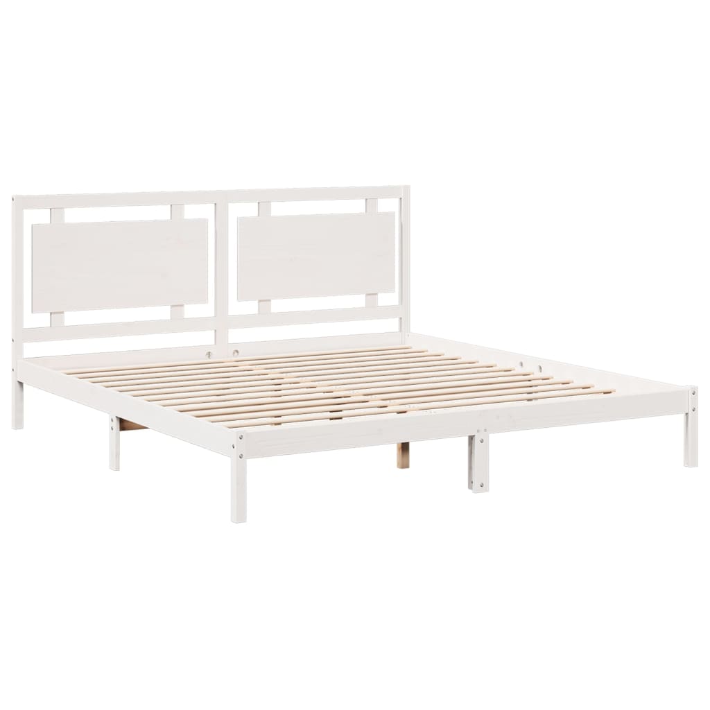 vidaXL Dłuższe łóżko bez materaca, białe, 200x220 cm, lite drewno