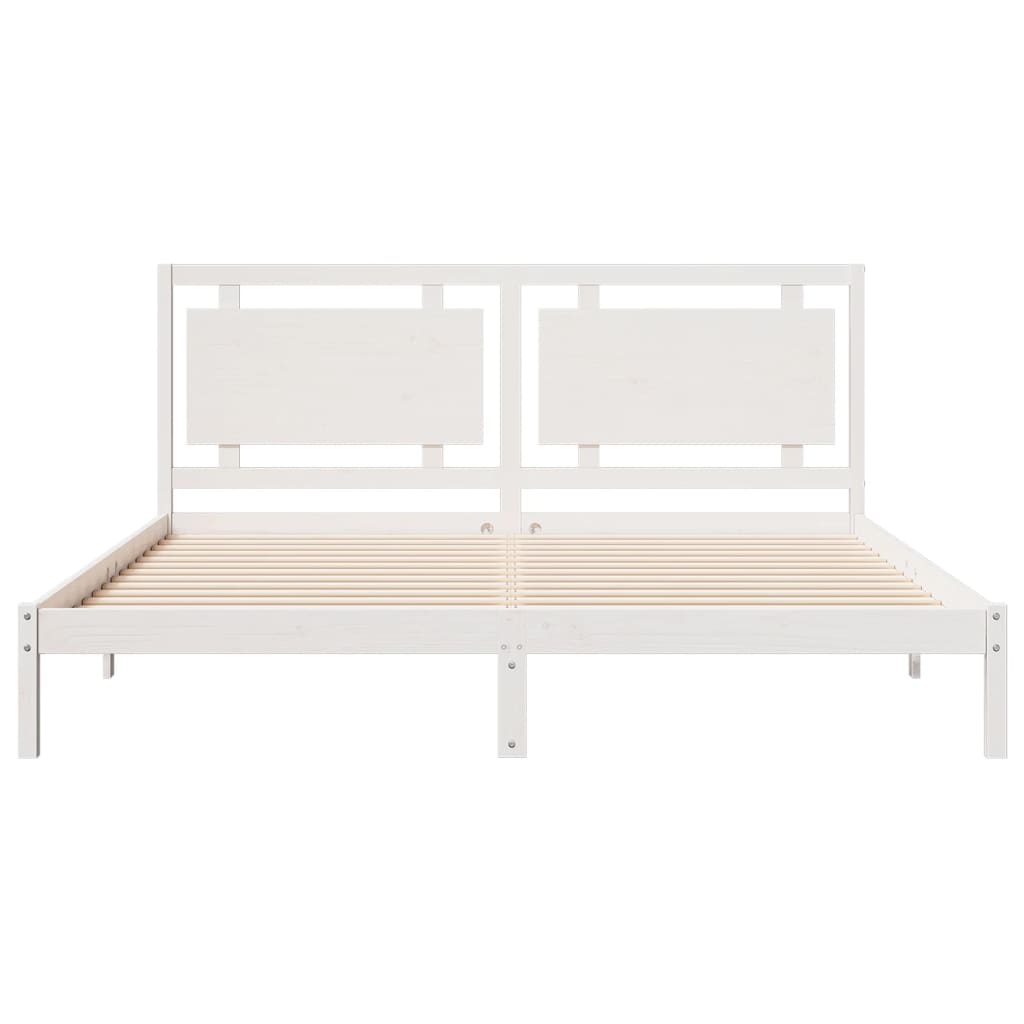 vidaXL Dłuższe łóżko bez materaca, białe, 200x220 cm, lite drewno