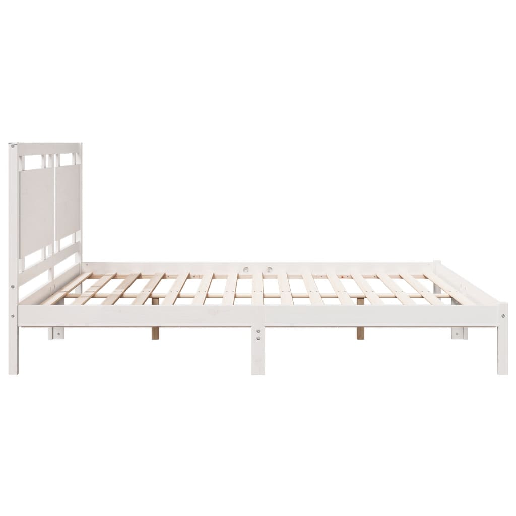 vidaXL Dłuższe łóżko bez materaca, białe, 200x220 cm, lite drewno