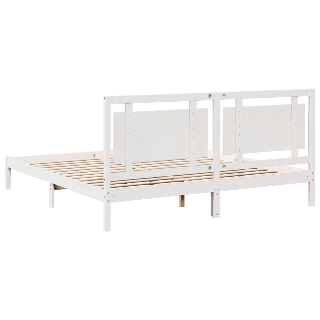 vidaXL Dłuższe łóżko bez materaca, białe, 200x220 cm, lite drewno