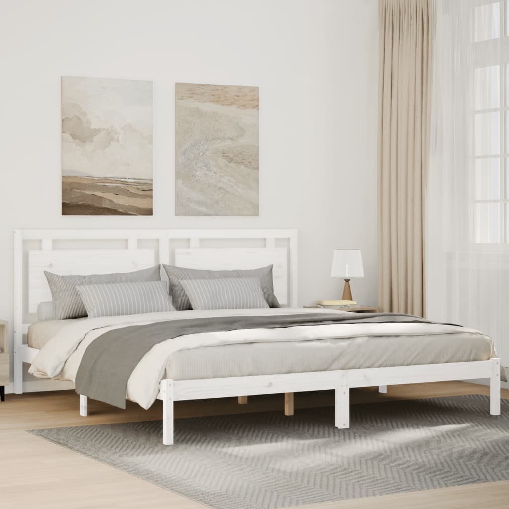 vidaXL Dłuższe łóżko bez materaca, białe, 200x220 cm, lite drewno