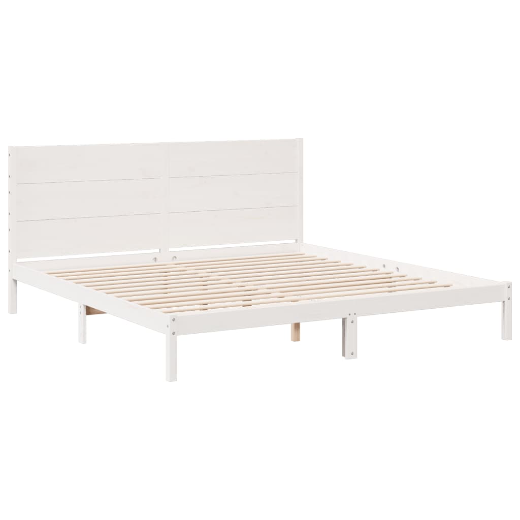 vidaXL Dłuższe łóżko bez materaca, białe, 200x220 cm, lite drewno