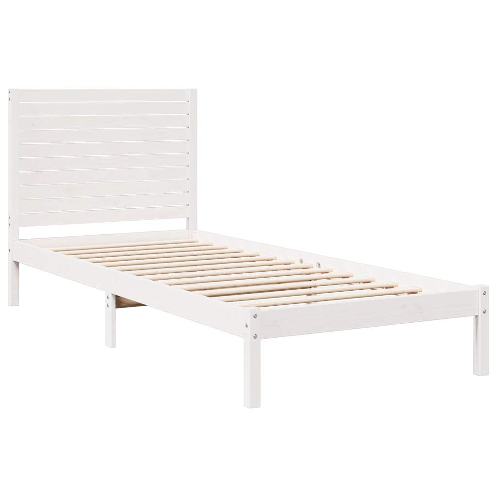 vidaXL Dłuższe łóżko bez materaca, białe, 90x210 cm, lite drewno