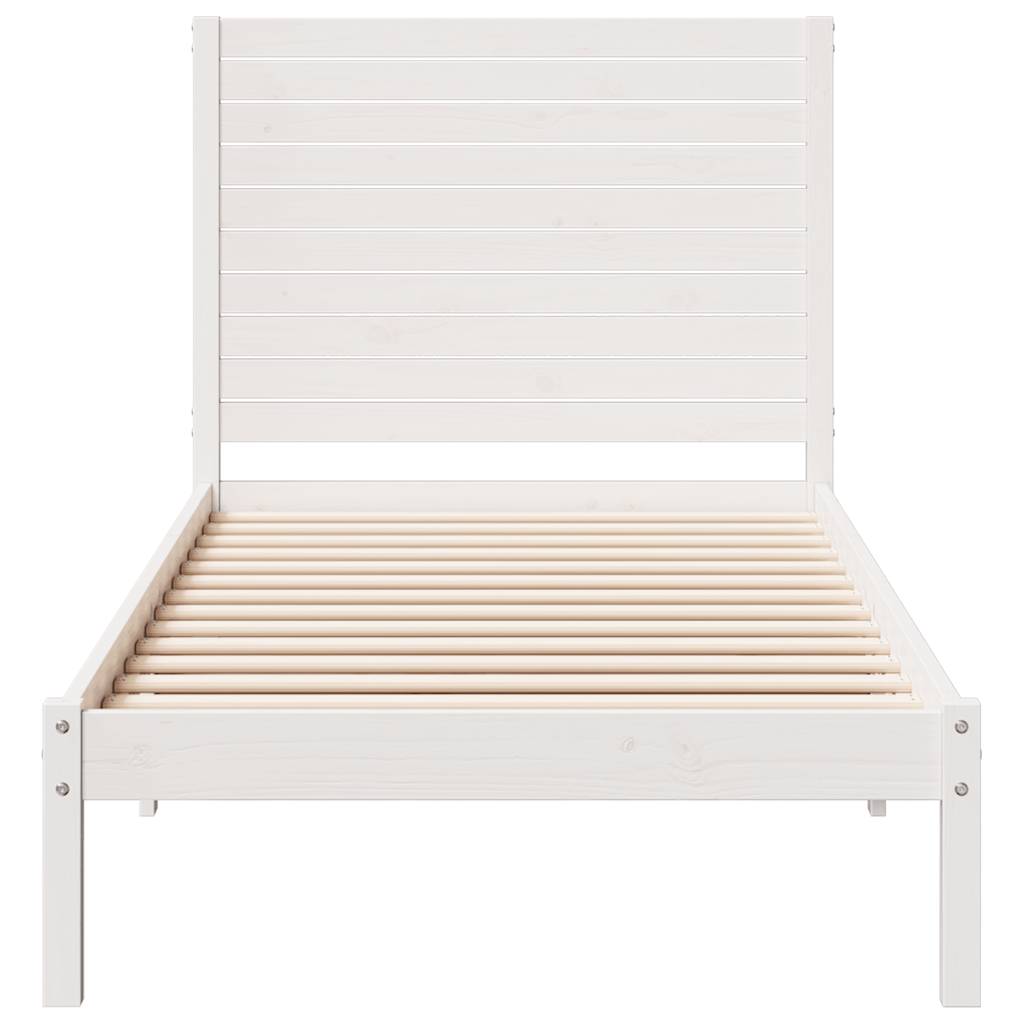 vidaXL Dłuższe łóżko bez materaca, białe, 90x210 cm, lite drewno