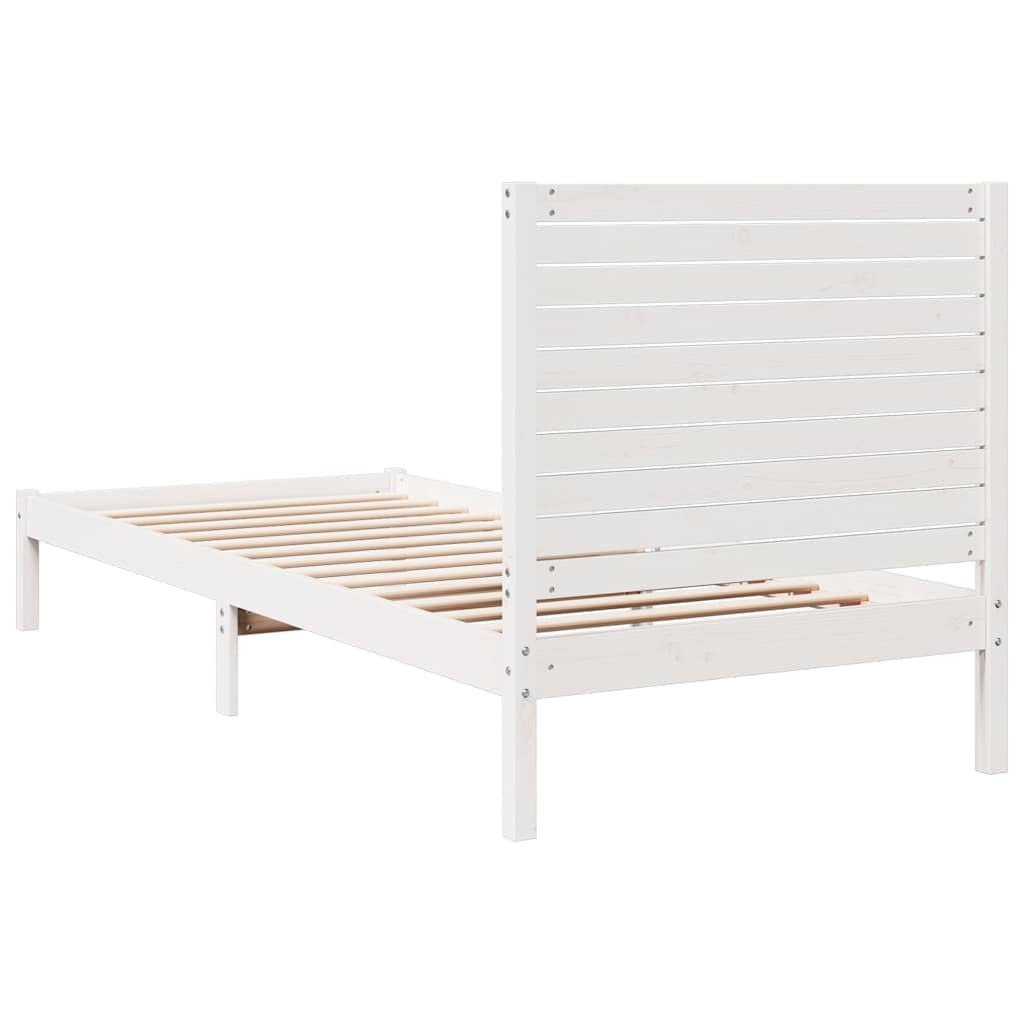 vidaXL Dłuższe łóżko bez materaca, białe, 90x210 cm, lite drewno