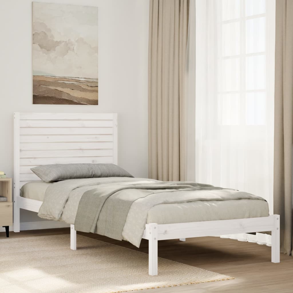 vidaXL Dłuższe łóżko bez materaca, białe, 90x210 cm, lite drewno