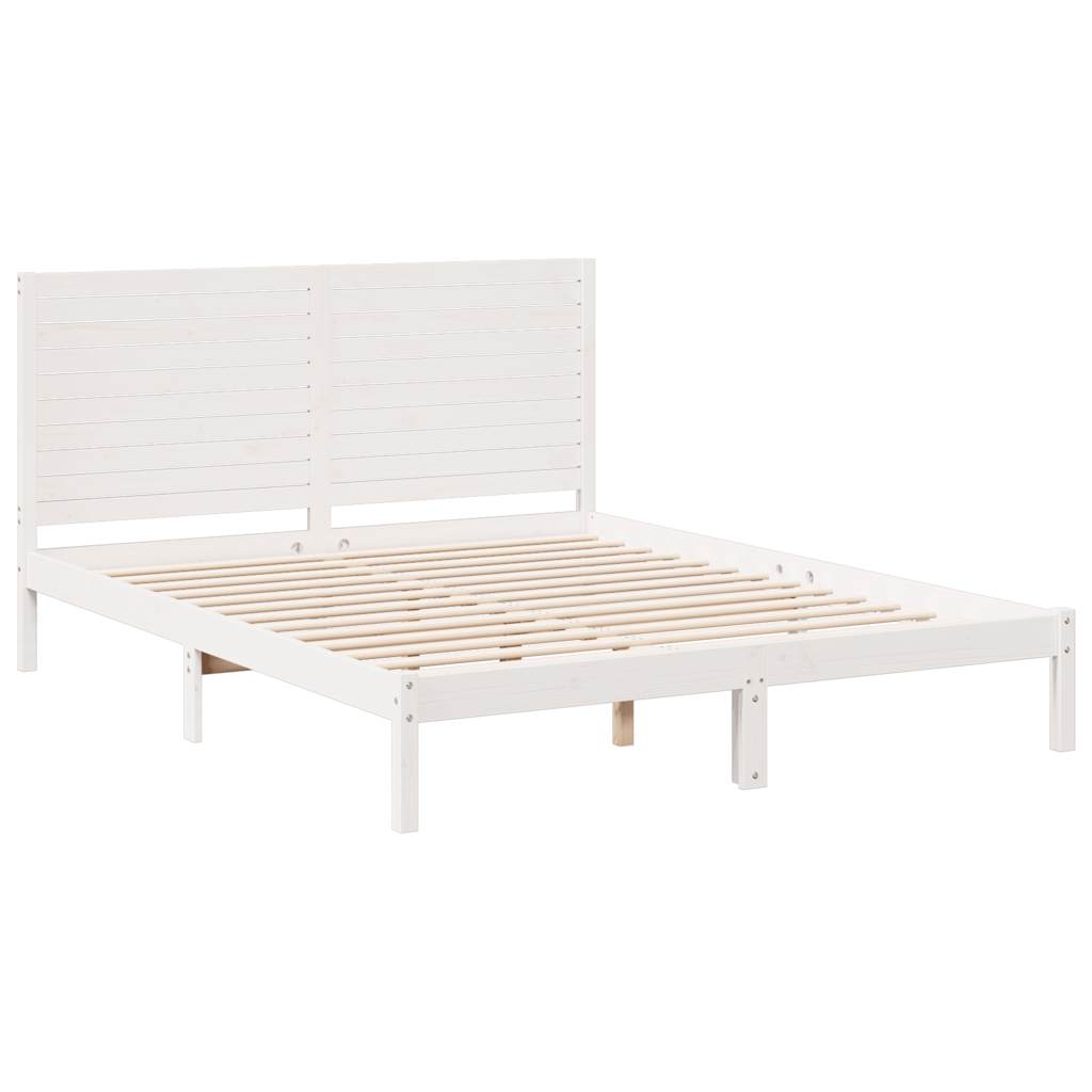 vidaXL Dłuższe łóżko bez materaca, białe, 140x210 cm, lite drewno