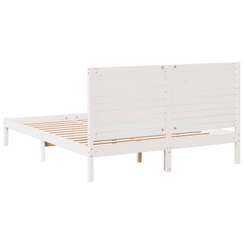 vidaXL Dłuższe łóżko bez materaca, białe, 140x210 cm, lite drewno
