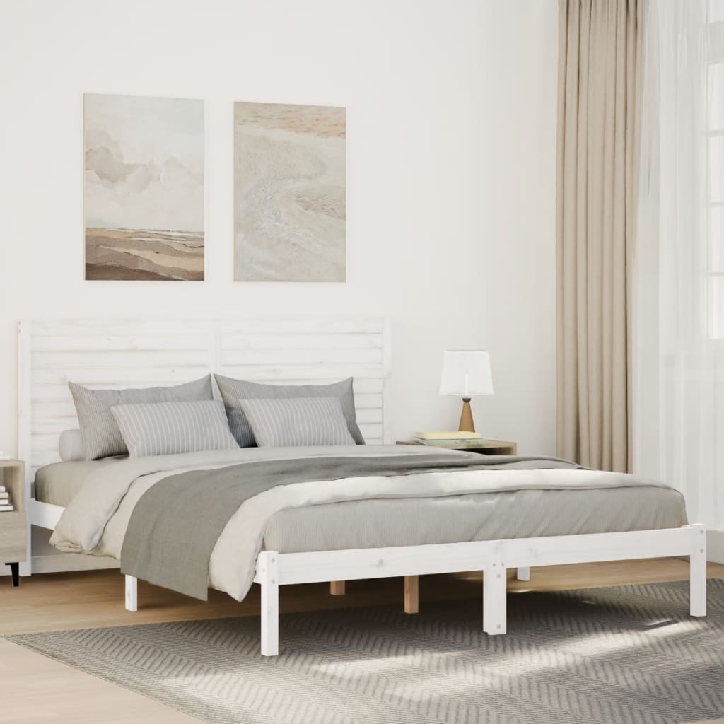 vidaXL Dłuższe łóżko bez materaca, białe, 140x210 cm, lite drewno