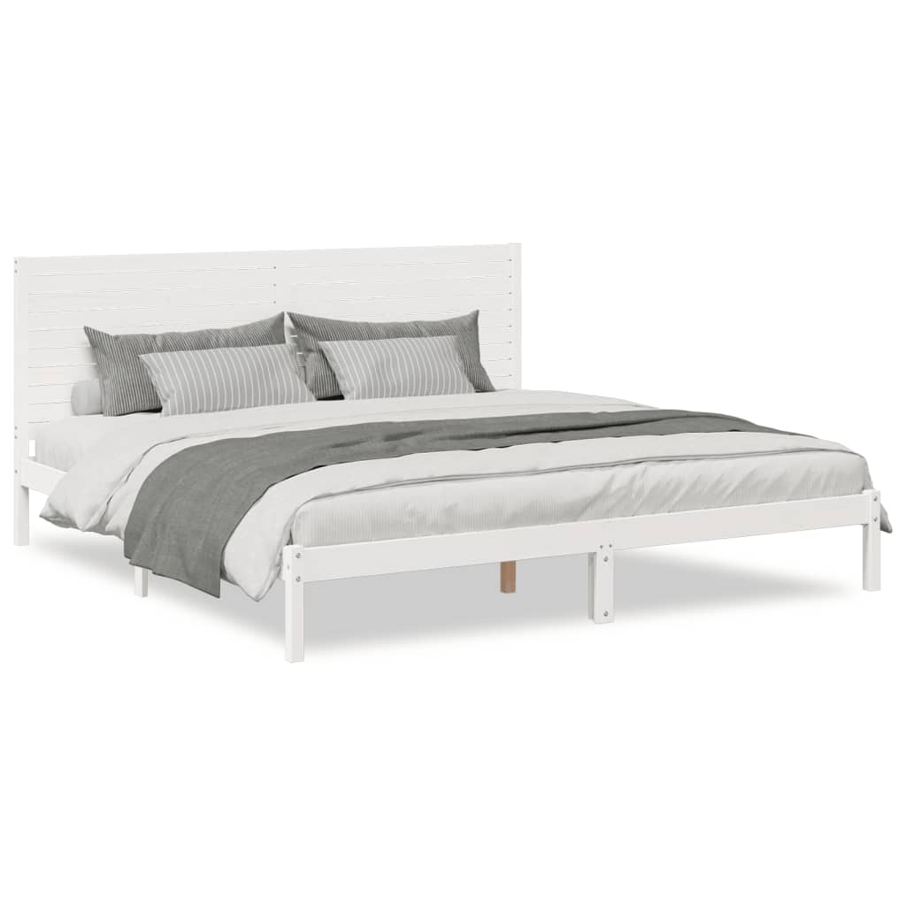 vidaXL Dłuższe łóżko bez materaca, białe, 180x210 cm, lite drewno