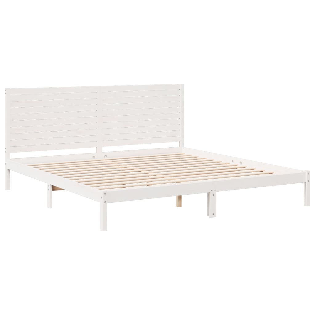 vidaXL Dłuższe łóżko bez materaca, białe, 180x210 cm, lite drewno