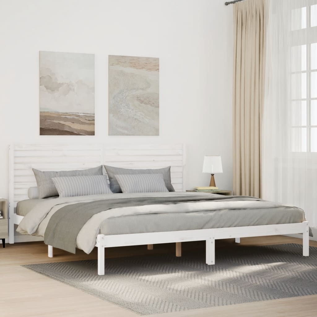 vidaXL Dłuższe łóżko bez materaca, białe, 180x210 cm, lite drewno