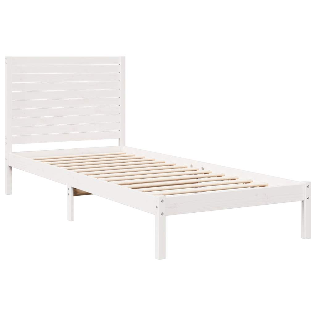 vidaXL Dłuższe łóżko bez materaca, białe, 90x220 cm, lite drewno