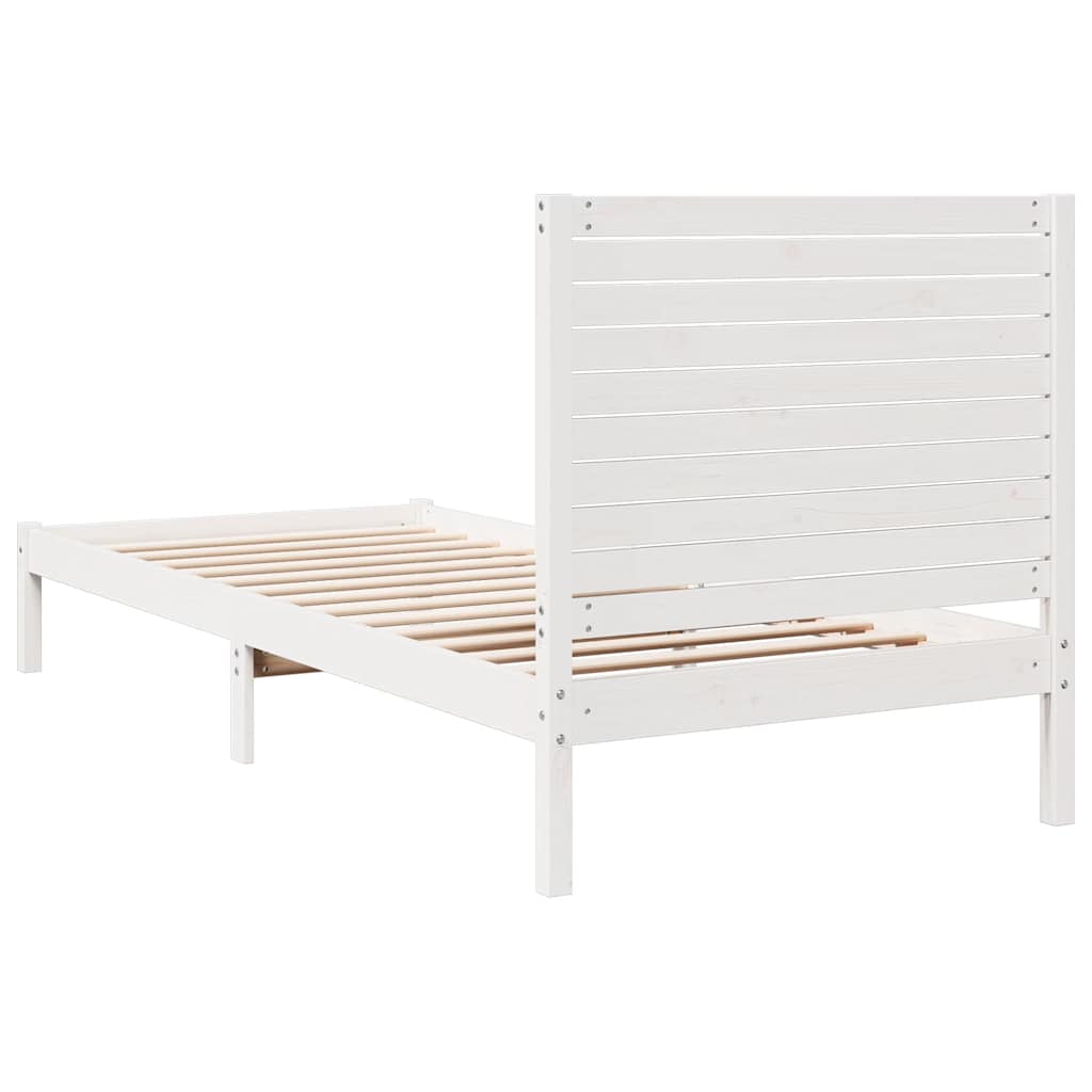 vidaXL Dłuższe łóżko bez materaca, białe, 90x220 cm, lite drewno