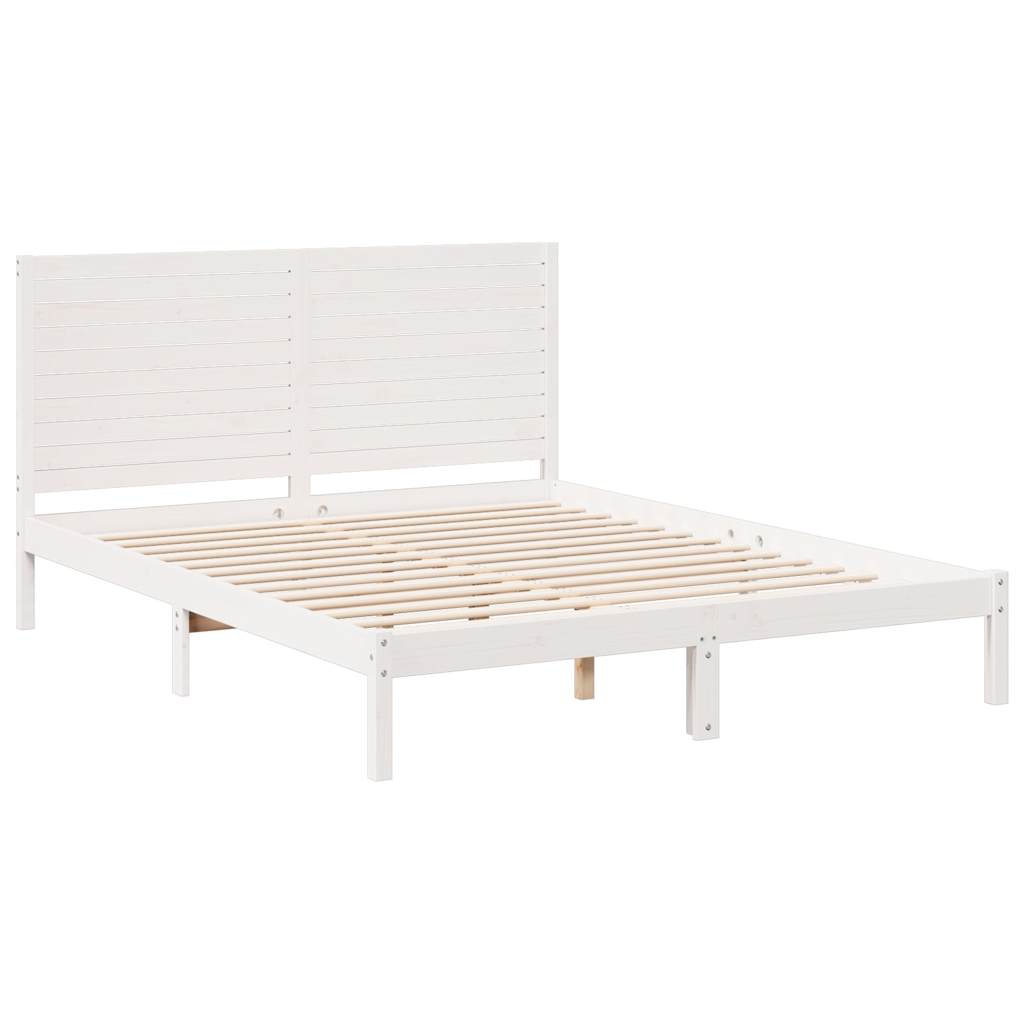 vidaXL Dłuższe łóżko bez materaca, białe, 140x220 cm, lite drewno