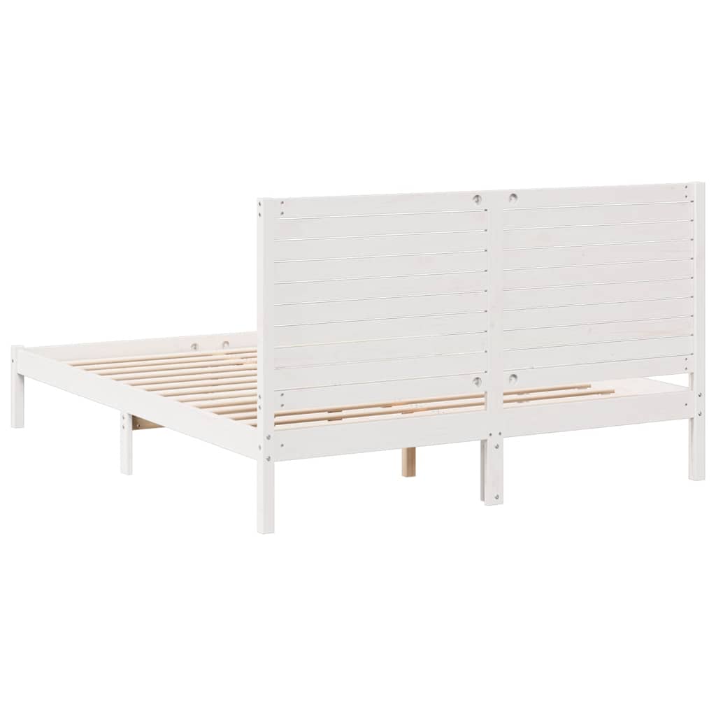 vidaXL Dłuższe łóżko bez materaca, białe, 140x220 cm, lite drewno