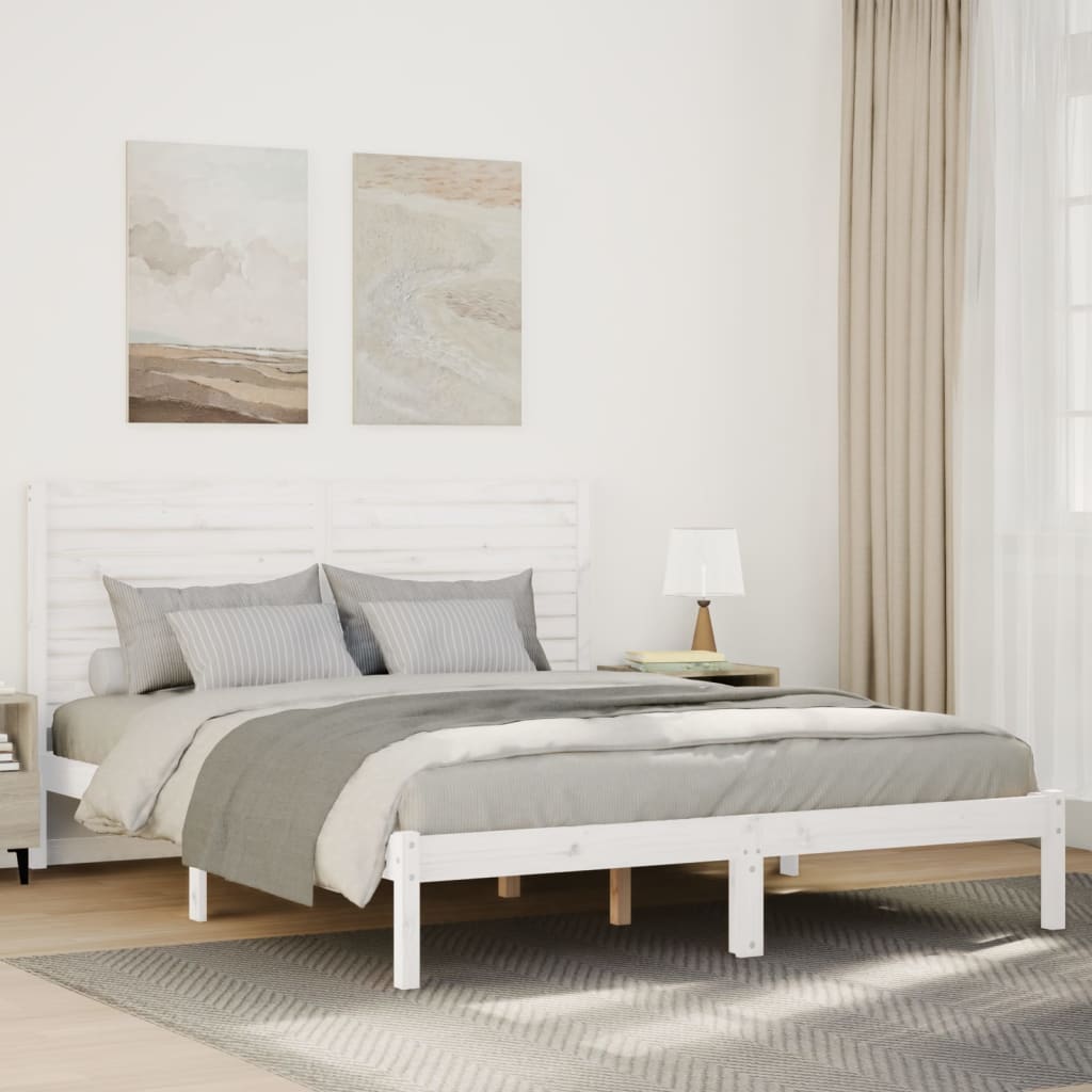 vidaXL Dłuższe łóżko bez materaca, białe, 140x220 cm, lite drewno