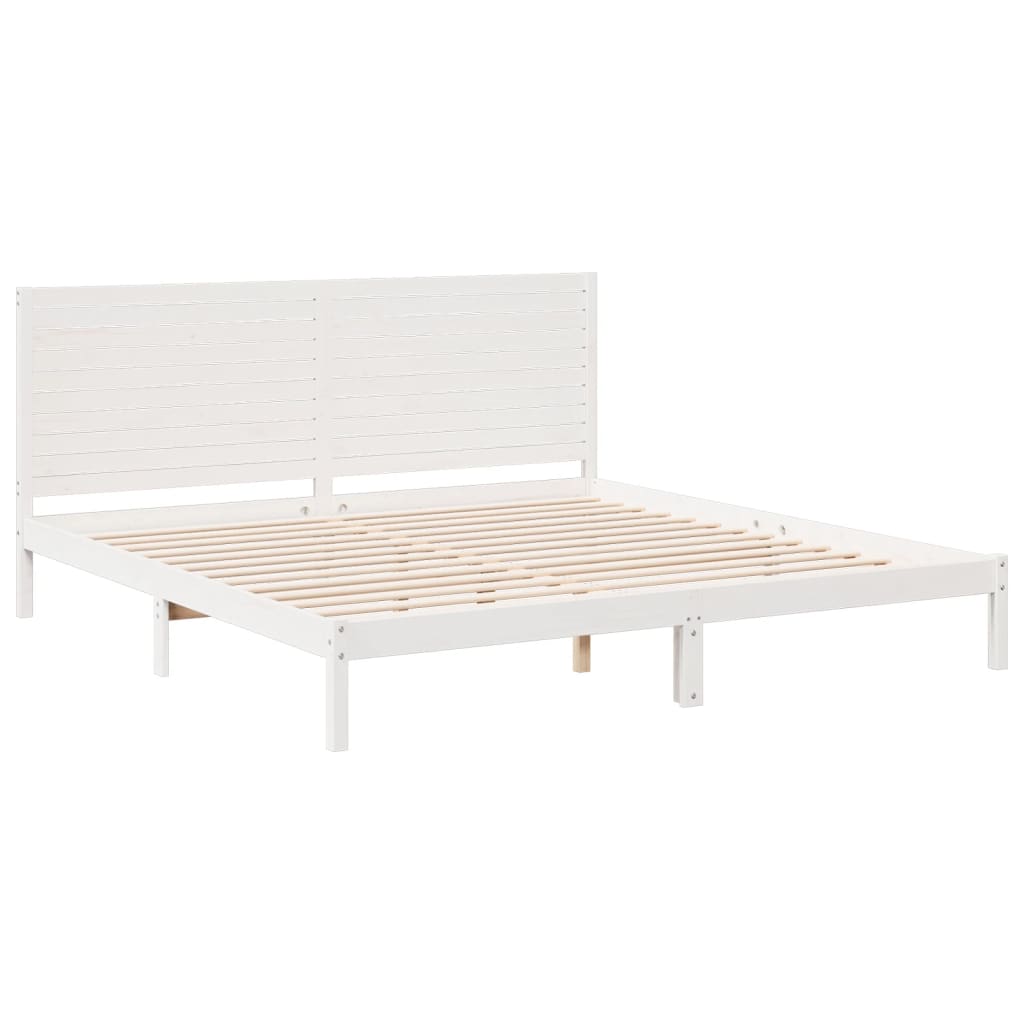 vidaXL Dłuższe łóżko bez materaca, białe, 180x220 cm, lite drewno