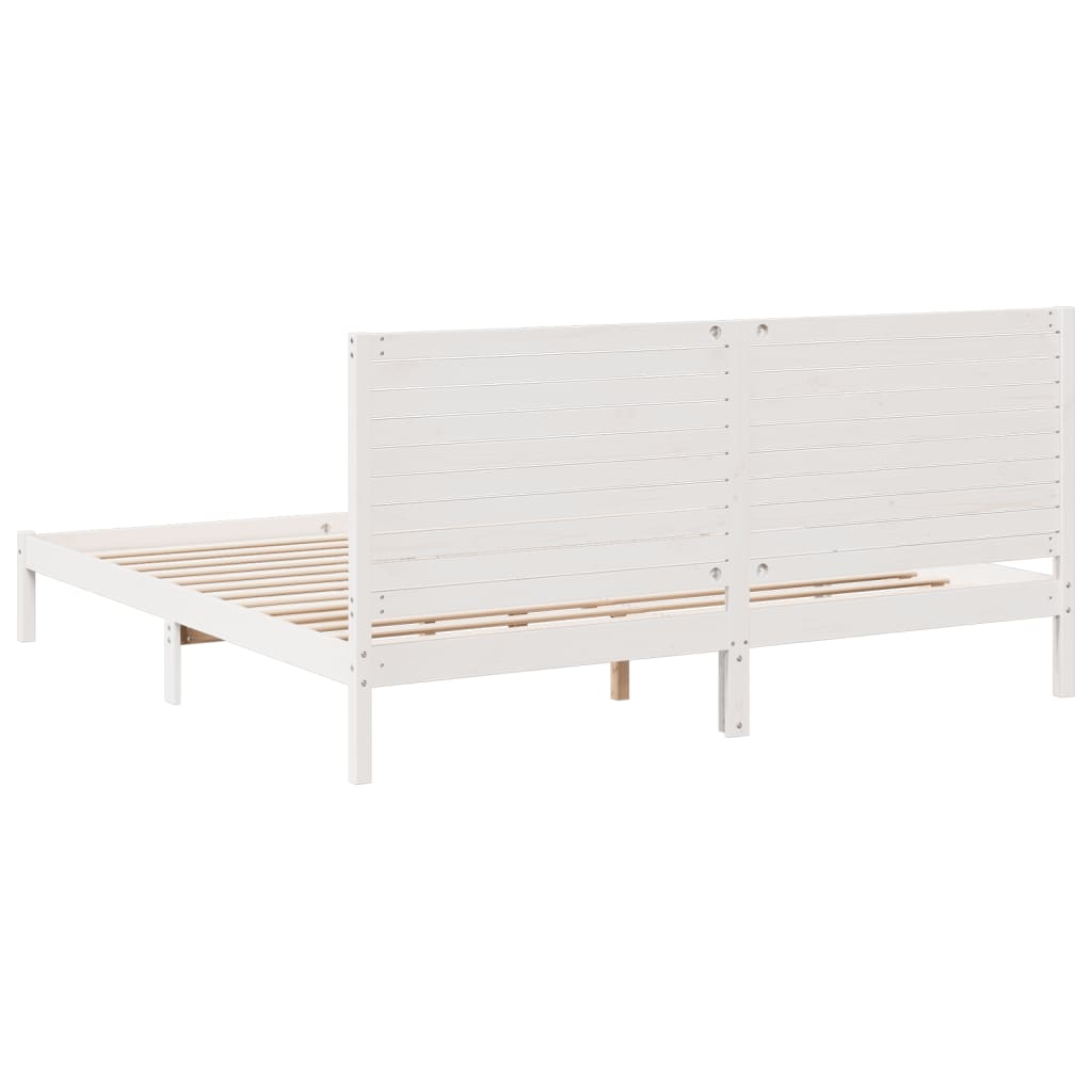 vidaXL Dłuższe łóżko bez materaca, białe, 180x220 cm, lite drewno