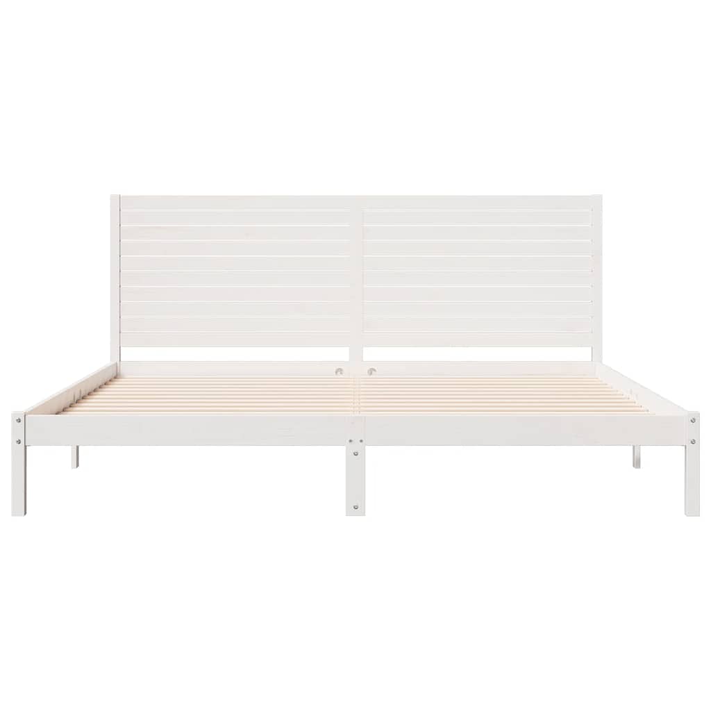 vidaXL Dłuższe łóżko bez materaca, białe, 200x220 cm, lite drewno