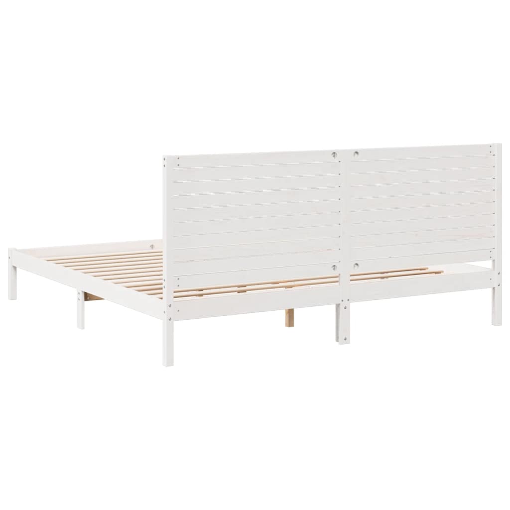 vidaXL Dłuższe łóżko bez materaca, białe, 200x220 cm, lite drewno