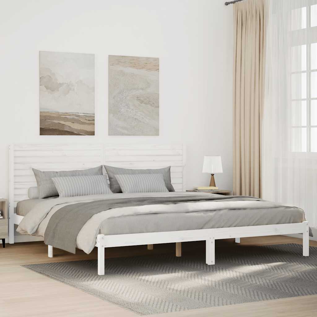 vidaXL Dłuższe łóżko bez materaca, białe, 200x220 cm, lite drewno