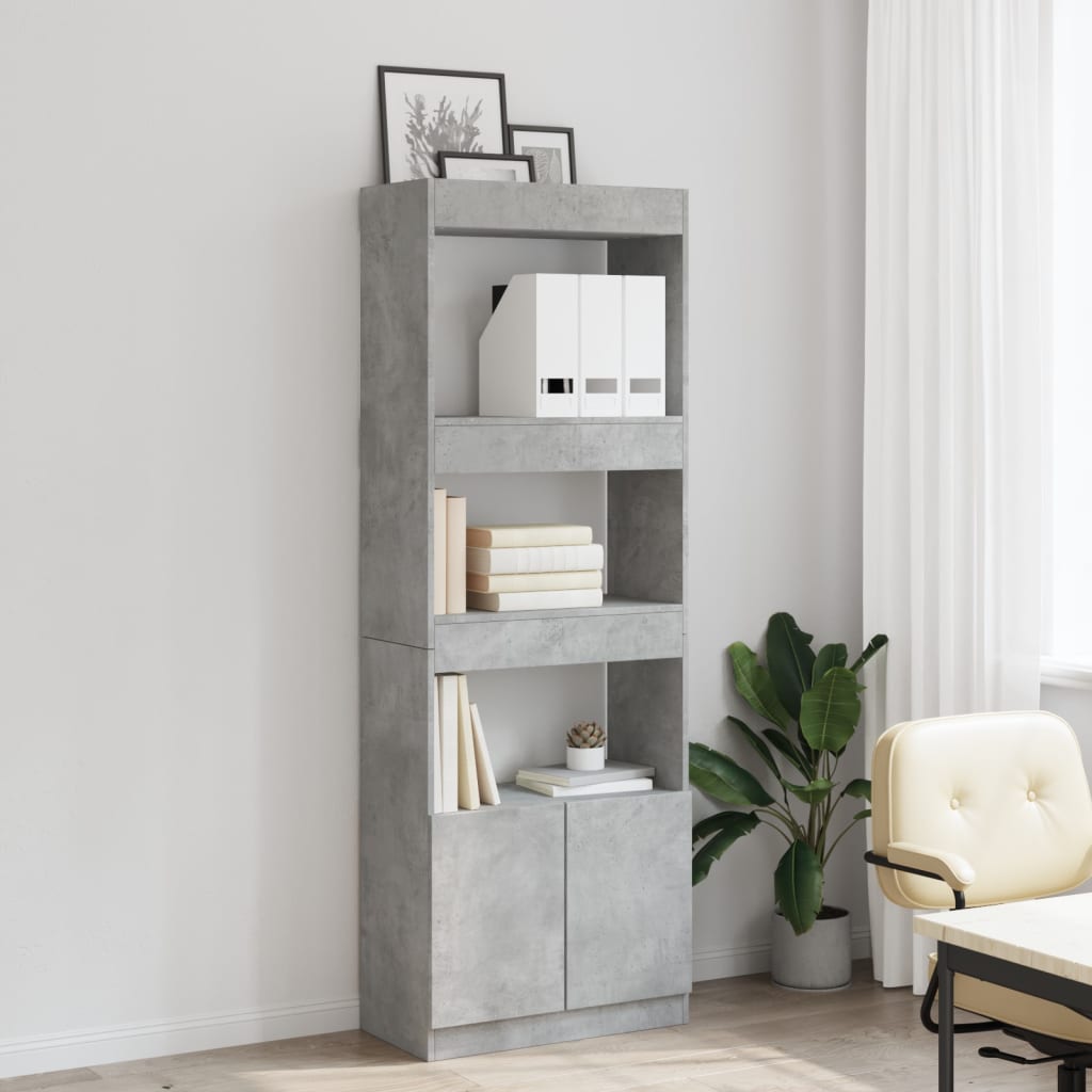 vidaXL Regał, szarość betonu, 63x33x180 cm, materiał drewnopochodny