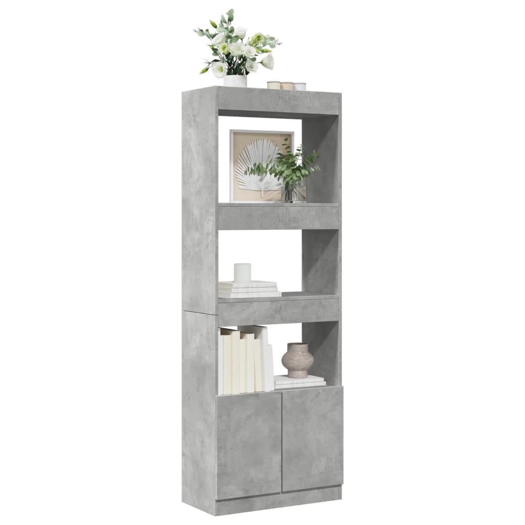 vidaXL Regał, szarość betonu, 63x33x180 cm, materiał drewnopochodny