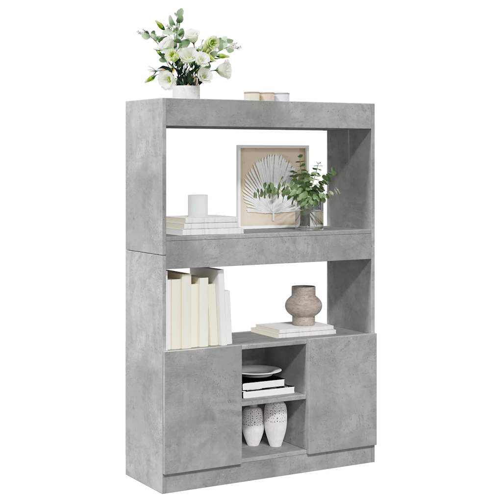 vidaXL Kredens, szarość betonu, 92x33x140 cm, materiał drewnopochodny