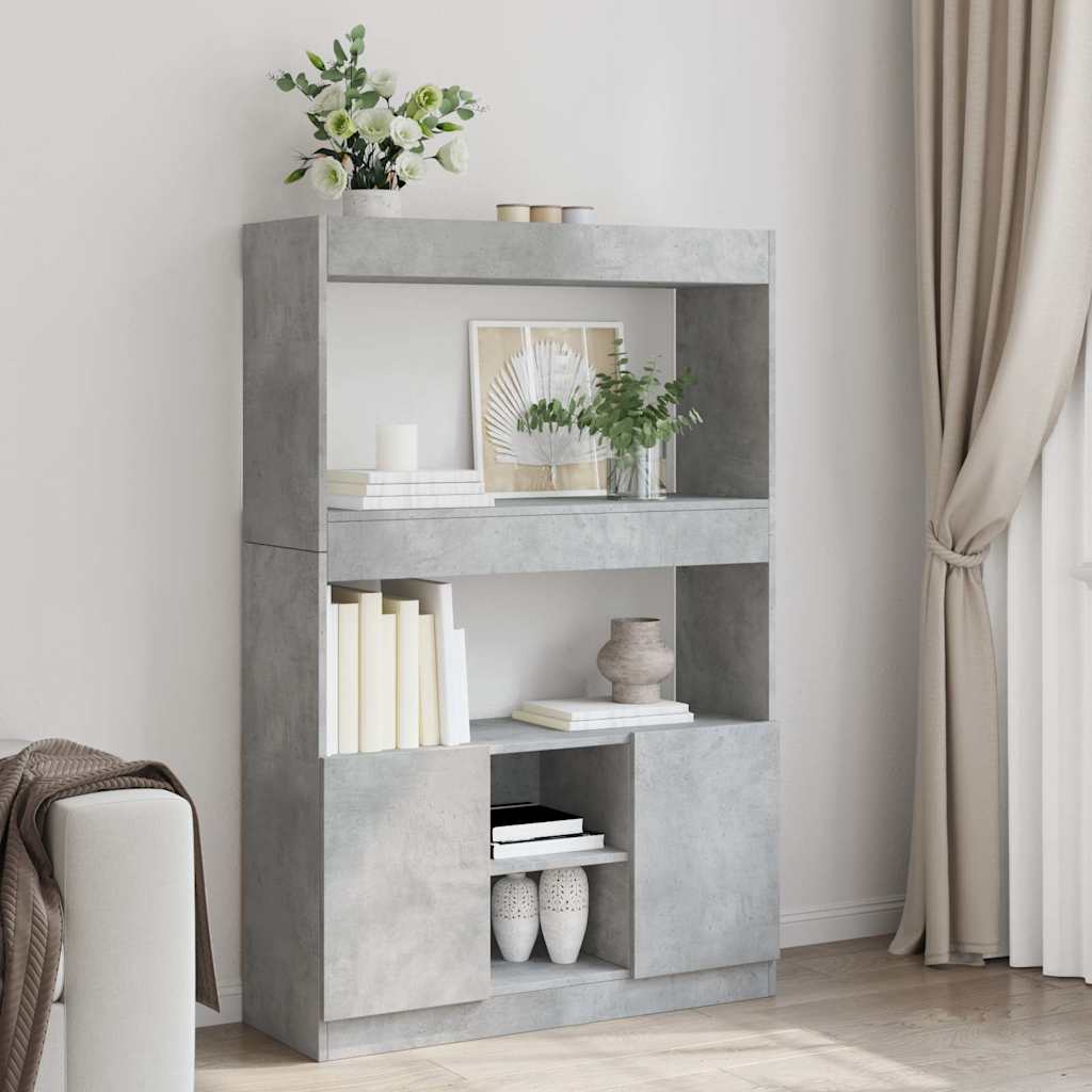 vidaXL Kredens, szarość betonu, 92x33x140 cm, materiał drewnopochodny