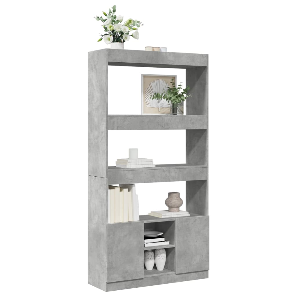 vidaXL Kredens, szarość betonu, 92x33x180 cm, materiał drewnopochodny