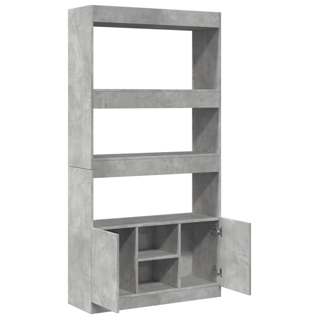 vidaXL Kredens, szarość betonu, 92x33x180 cm, materiał drewnopochodny