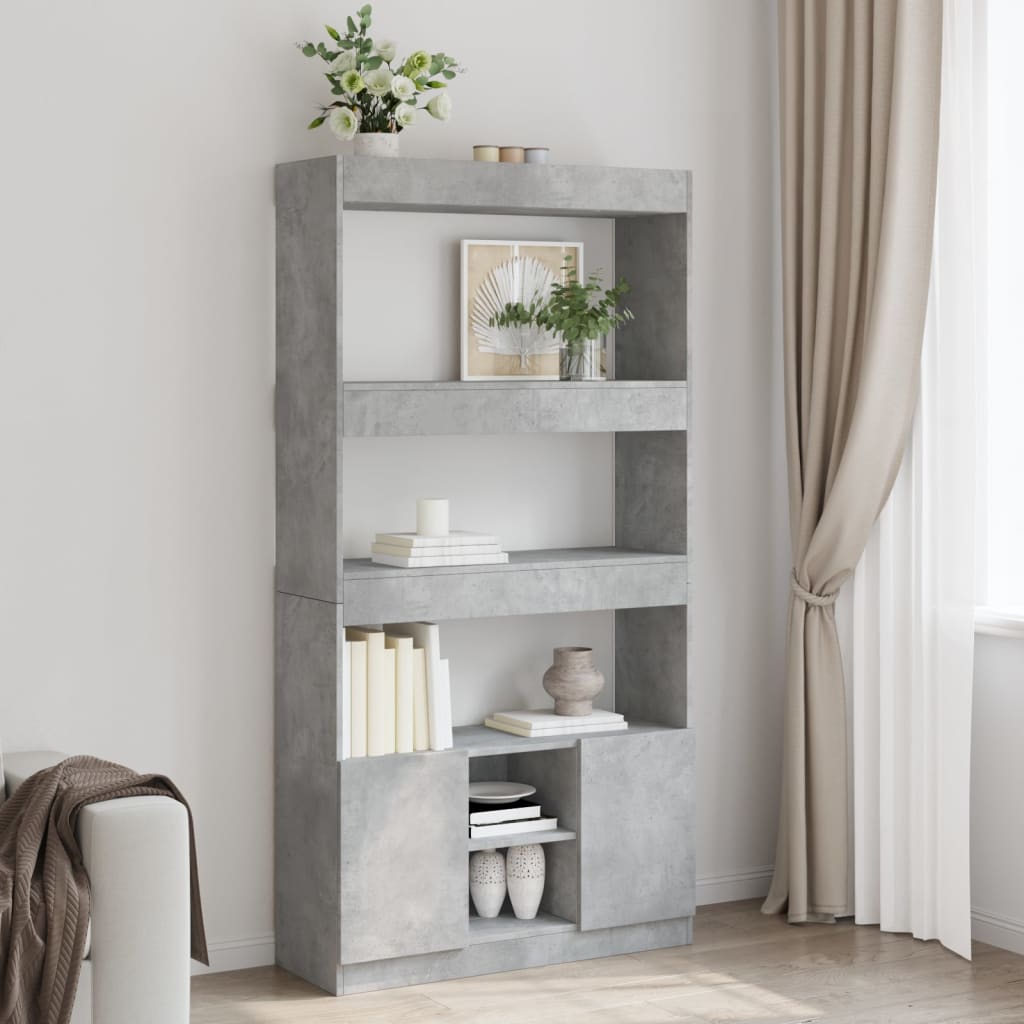vidaXL Kredens, szarość betonu, 92x33x180 cm, materiał drewnopochodny