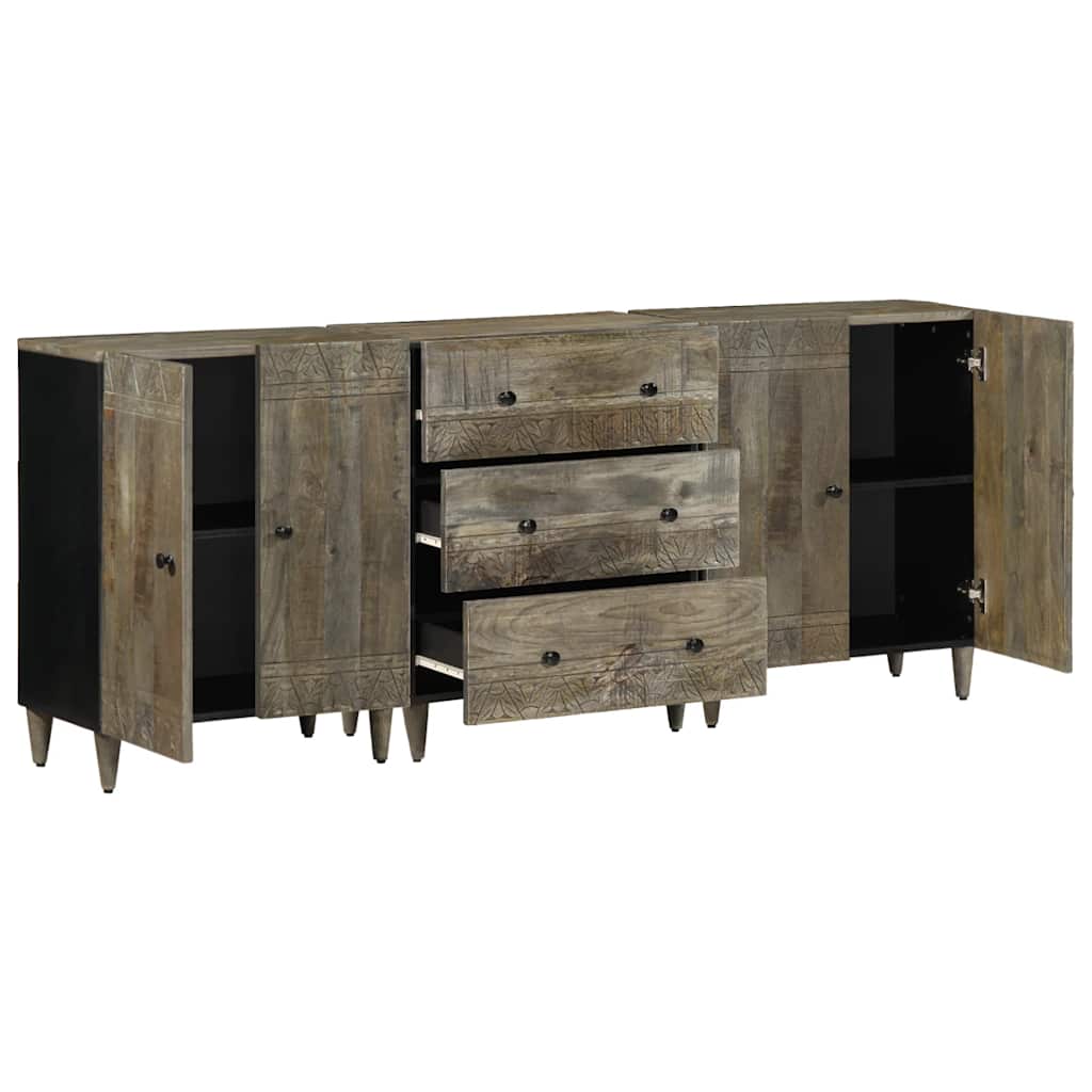 vidaXL Komody 3-częściowe Jasnoszare 60x33,5x75 cm Drewno lite Mango