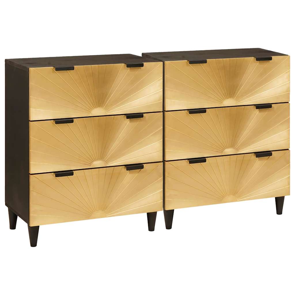 vidaXL Zestaw Komód 2 pcs Czarny i Mosiężny 120 x 33 x 75 cm