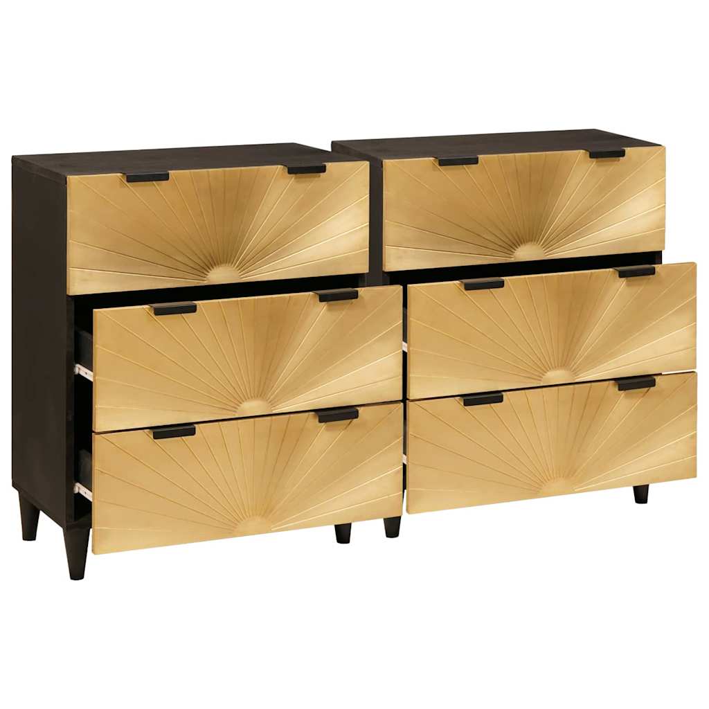 vidaXL Zestaw Komód 2 pcs Czarny i Mosiężny 120 x 33 x 75 cm