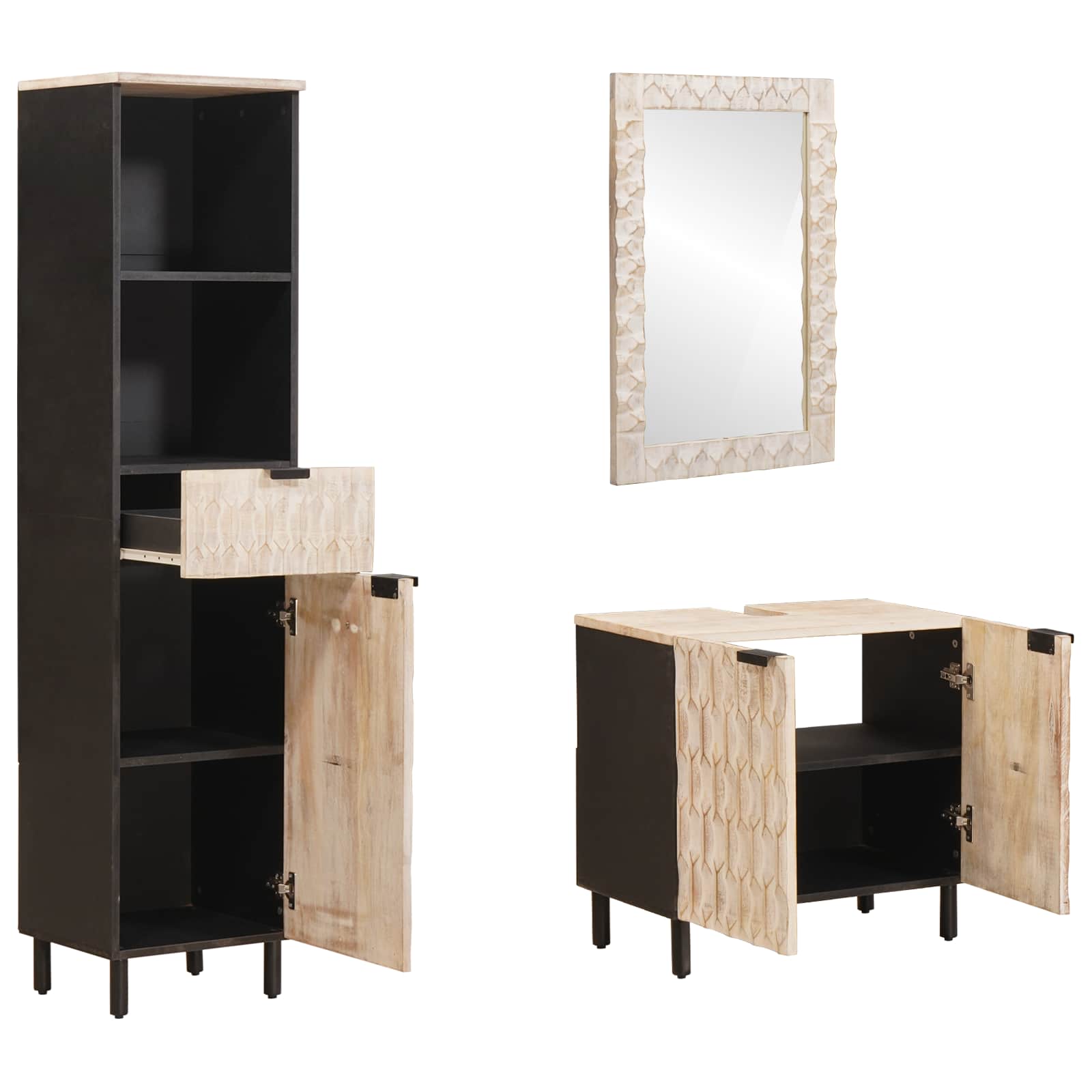 vidaXL Zestawy łazienkowe 3 pcs Wykończenie w kolorze białego prania