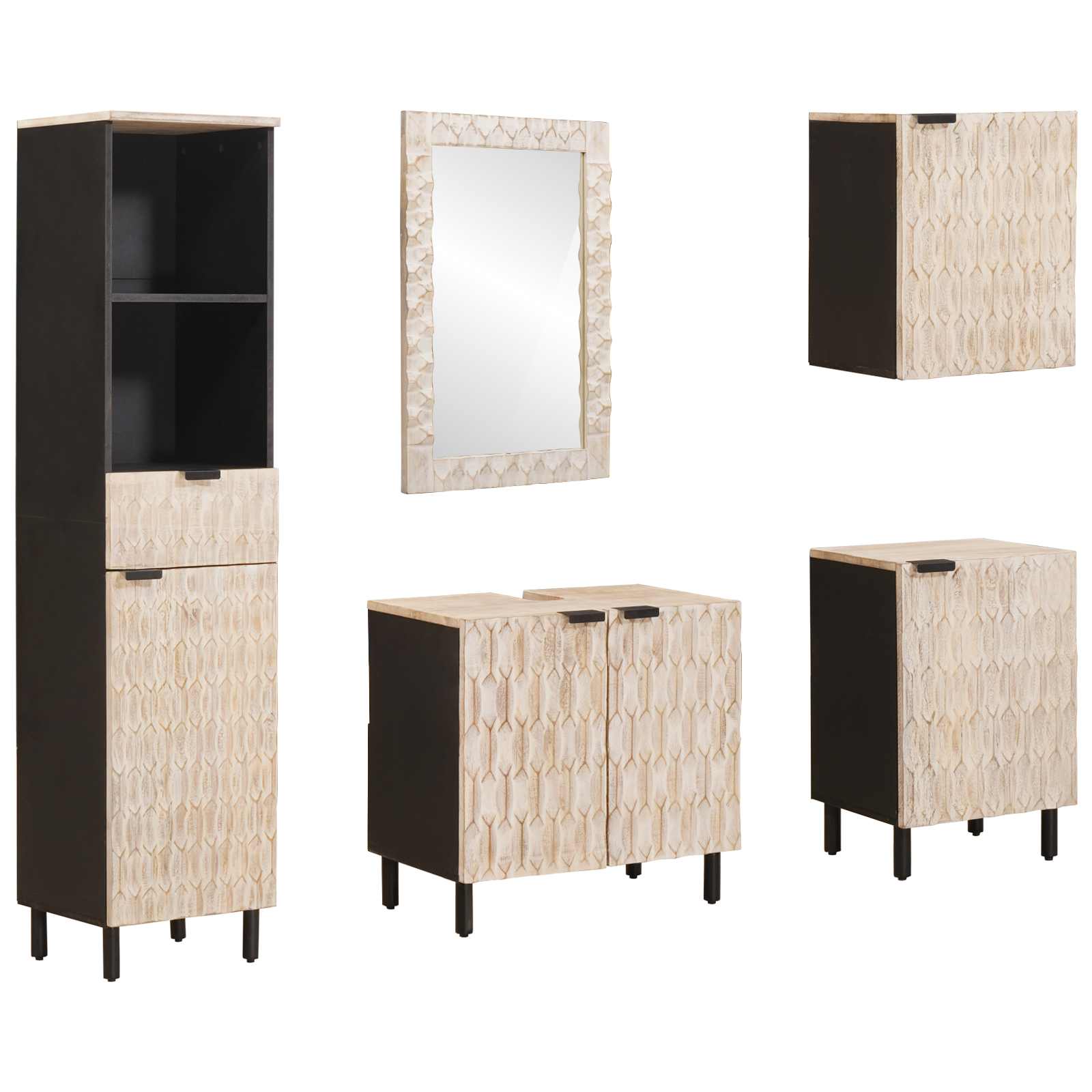 vidaXL Zestawy łazienkowe 5 pcs Wykończenie w kolorze białego prania