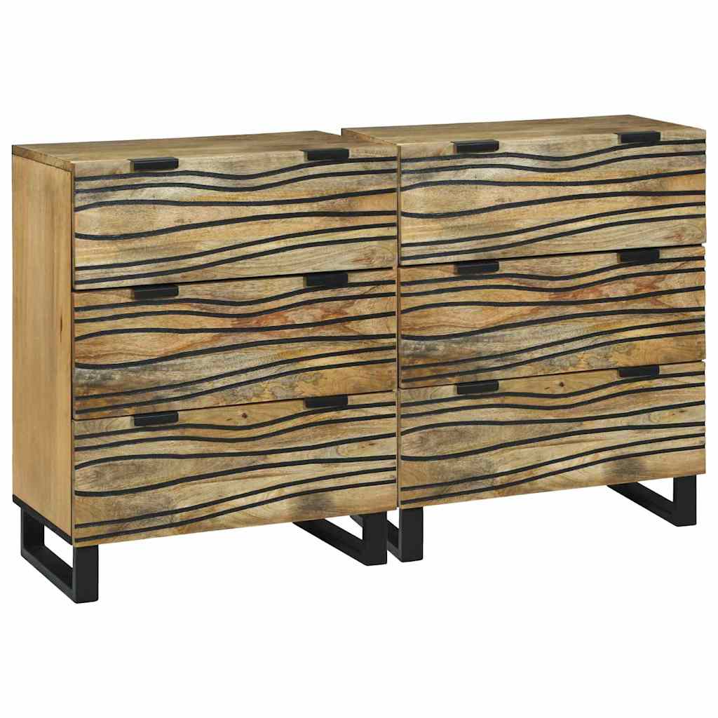vidaXL Zestaw Komód 2 pcs Naturalny 120 x 33,5 x 75 cm Drewno z mango