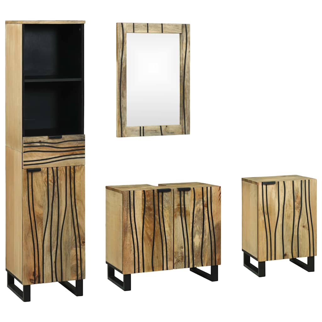 vidaXL Zestaw mebli łazienkowych 4 pcs Brązowy Materiał drewnopochodny