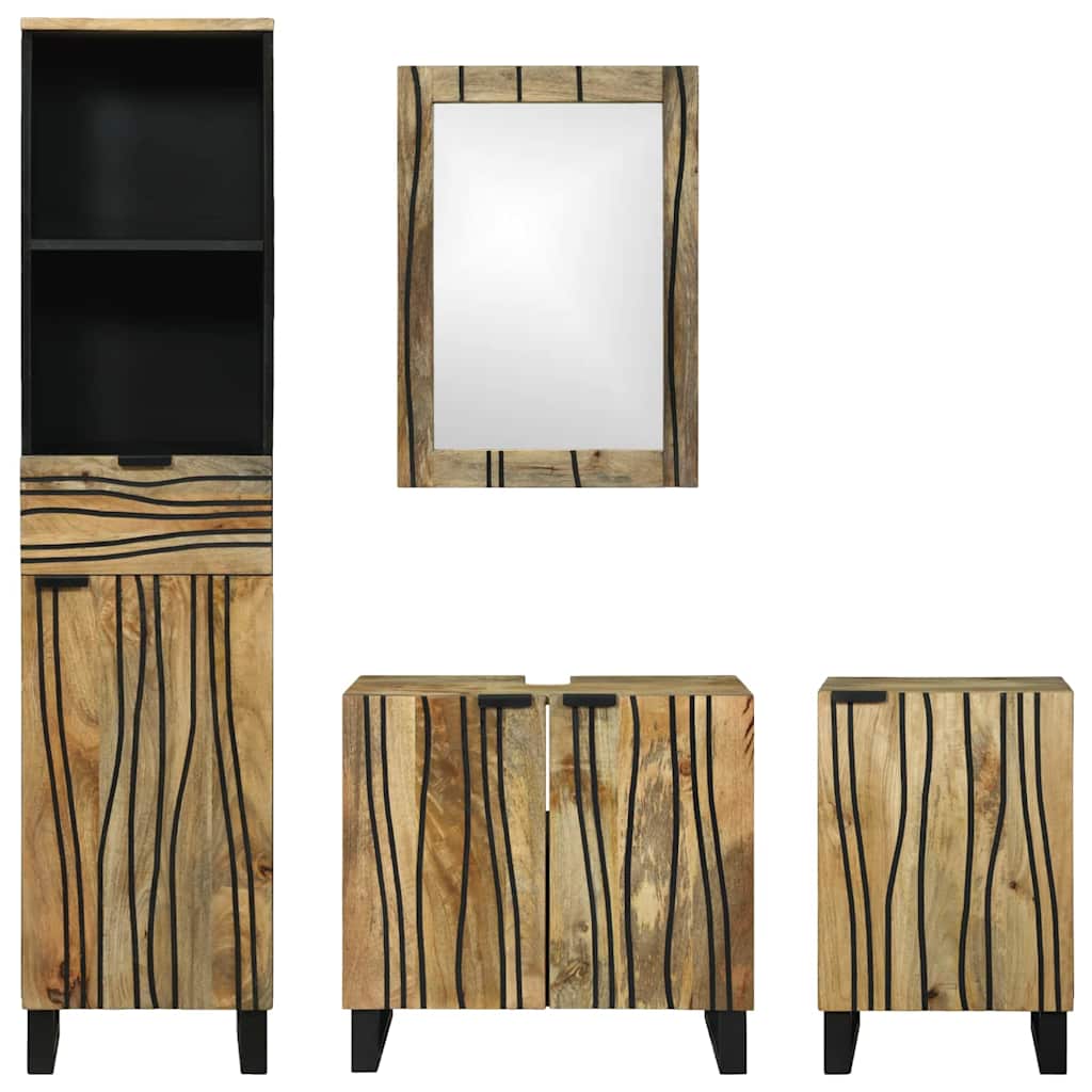 vidaXL Zestaw mebli łazienkowych 4 pcs Brązowy Materiał drewnopochodny