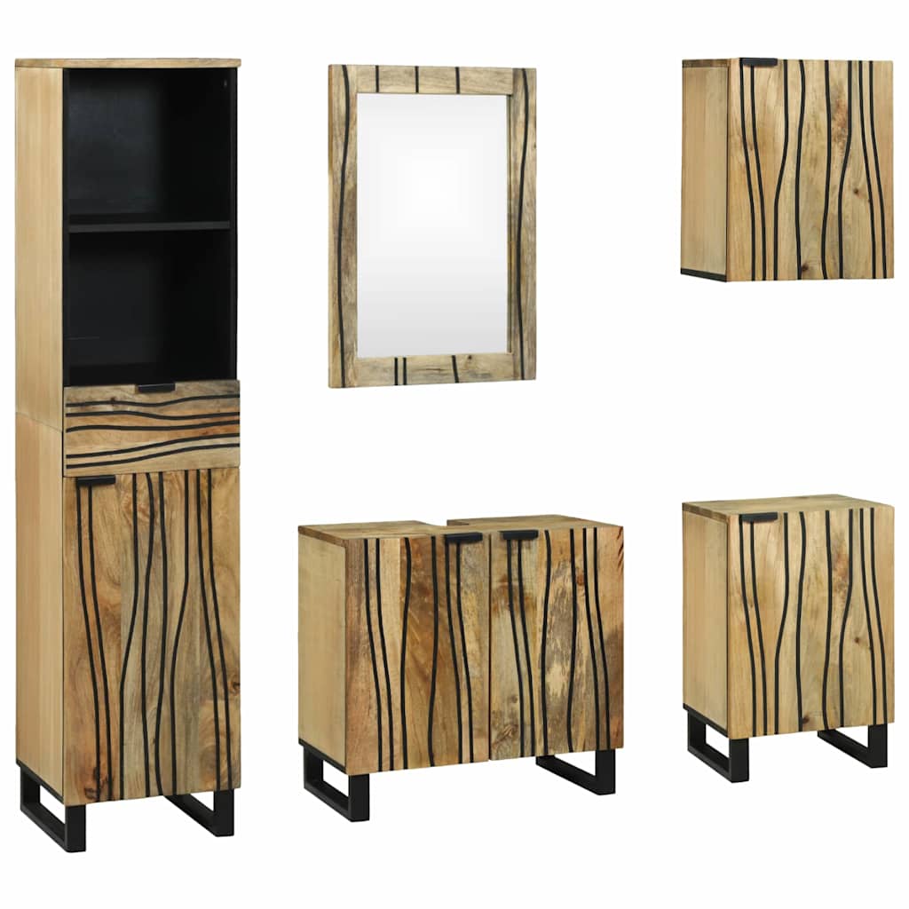 vidaXL Zestaw mebli łazienkowych 5 pcs Brązowy Materiał drewnopochodny