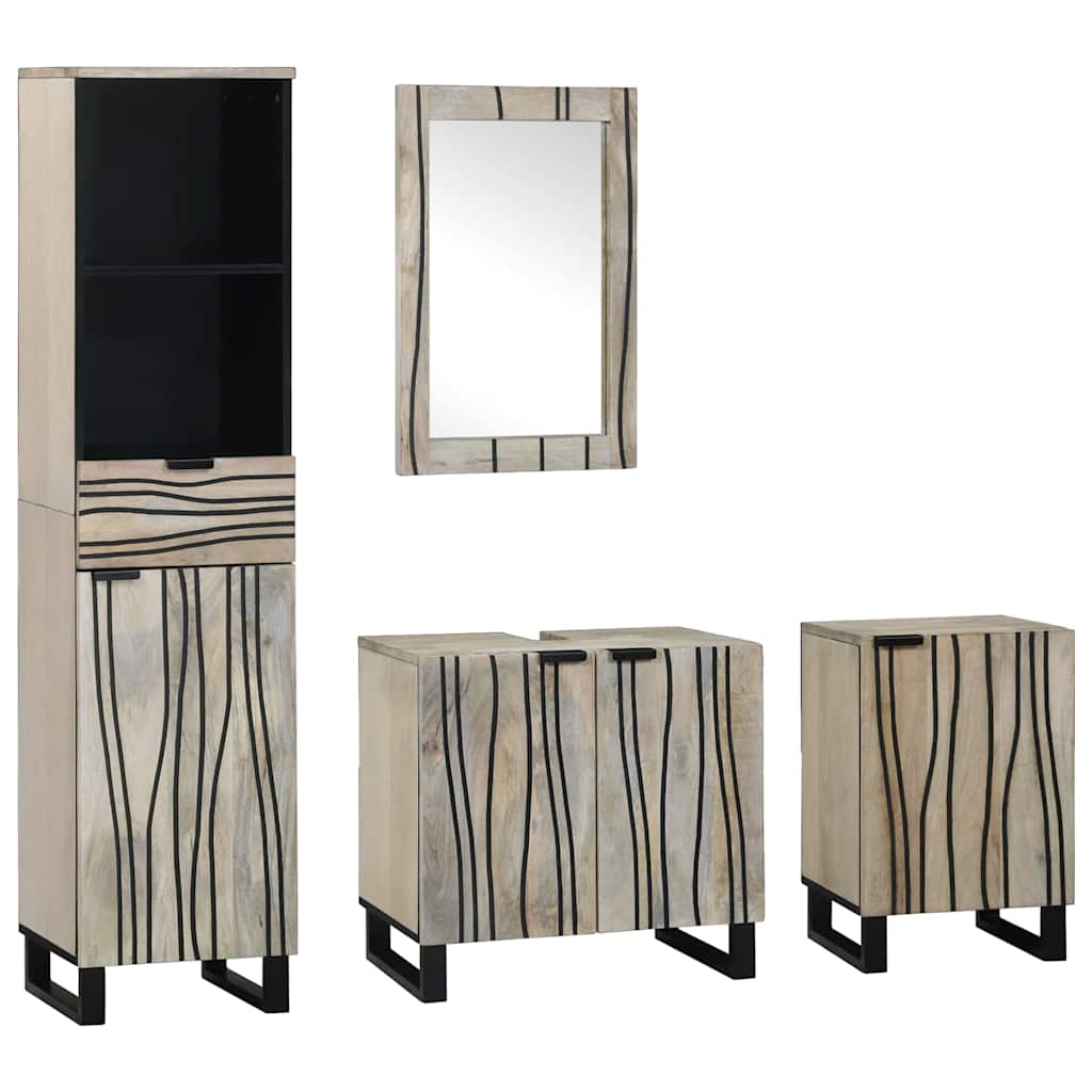 vidaXL Zestaw mebli łazienkowych z szufladą 4 pcs Orzechowy brąz