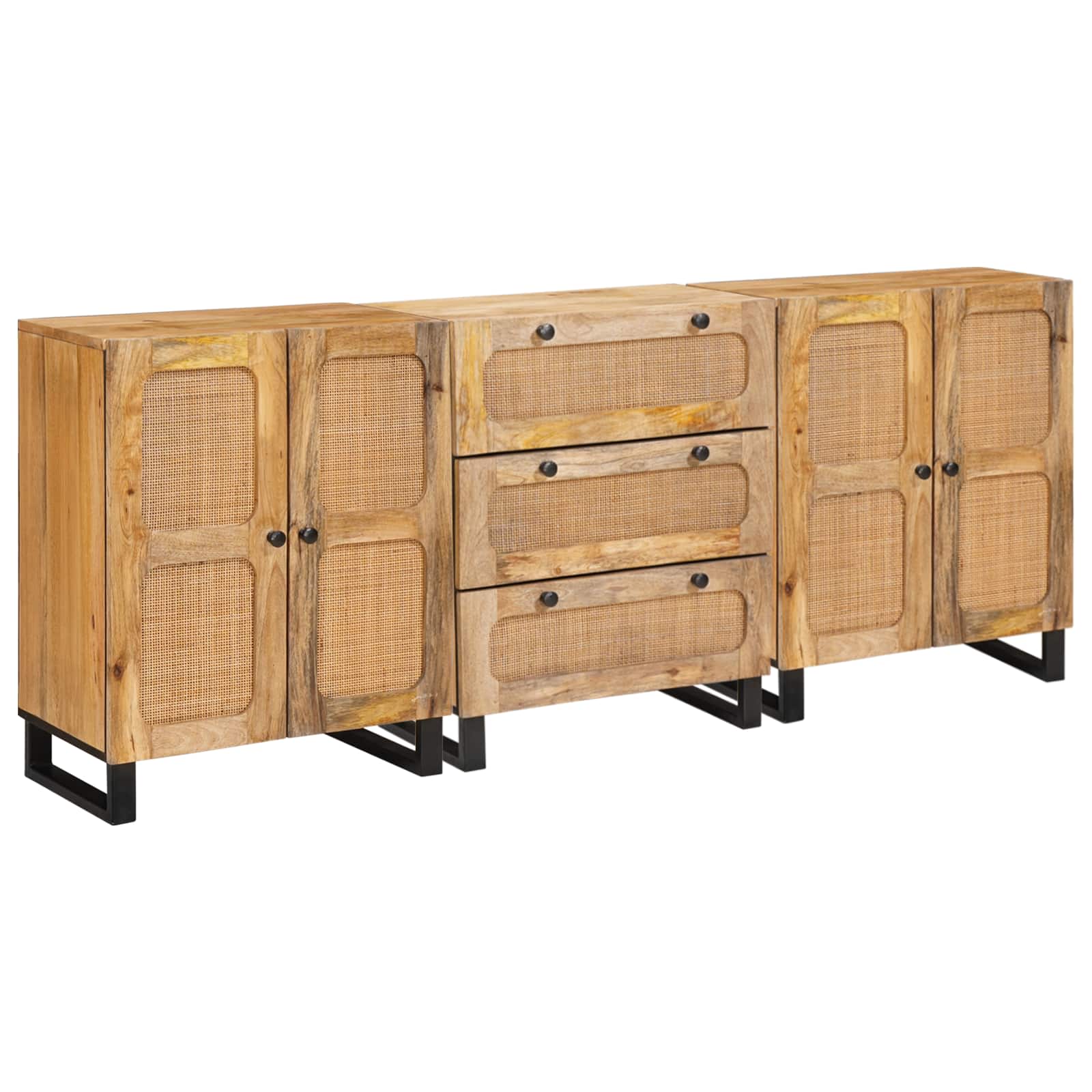 vidaXL Bufet 3 pcs Brązowy 180 x 33 x 75 cm Drewno z mango