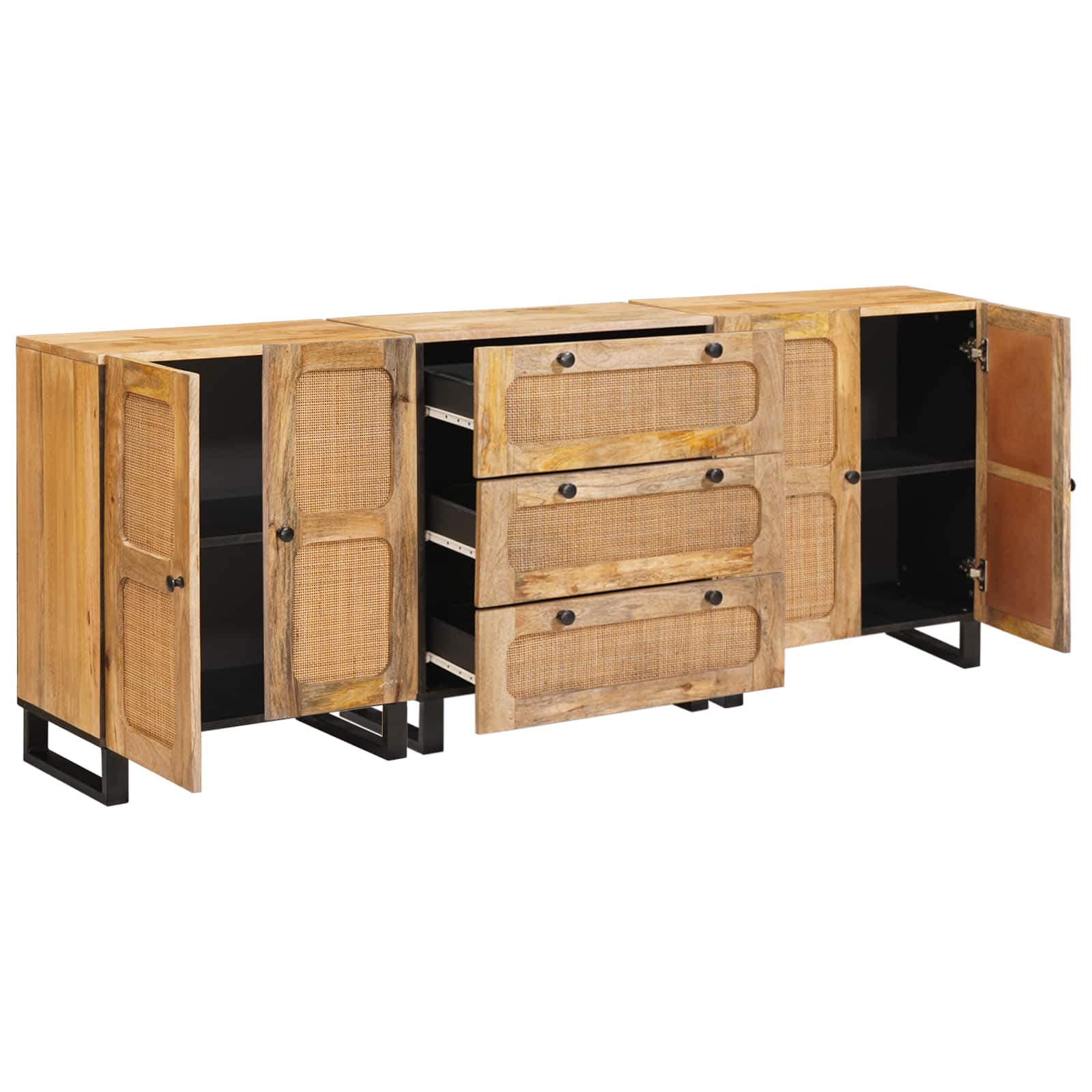 vidaXL Bufet 3 pcs Brązowy 180 x 33 x 75 cm Drewno z mango