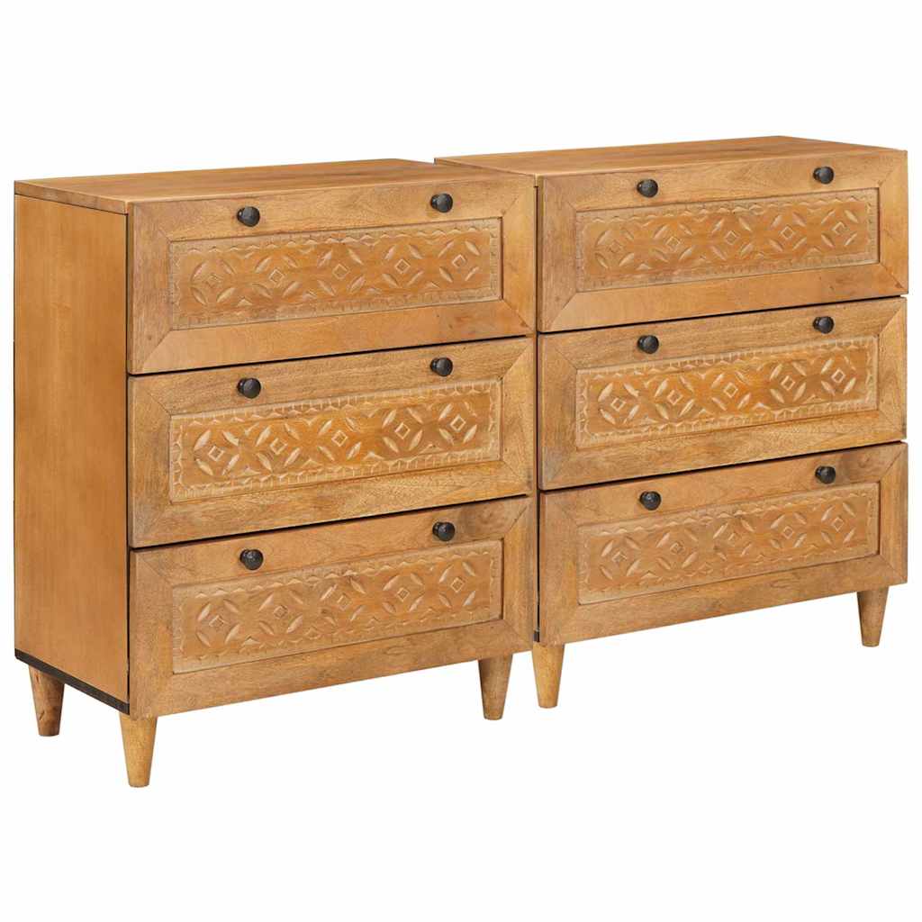 vidaXL Bufet 2 szt. 120 x 33,5 x 75 cm lite drewno mango Brązowy