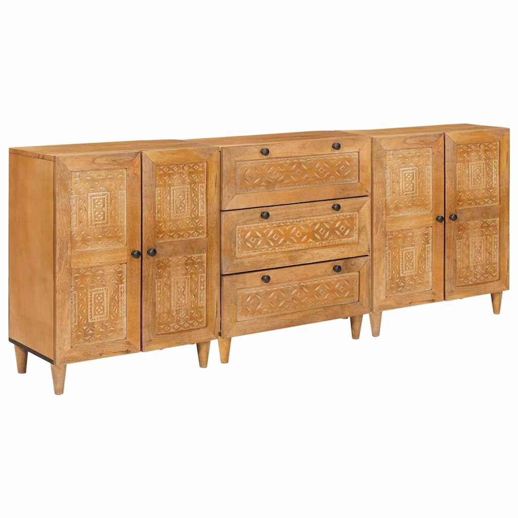 vidaXL Bufet 3 szt. 180 x 33,5 x 75 cm lite drewno mango Brązowy