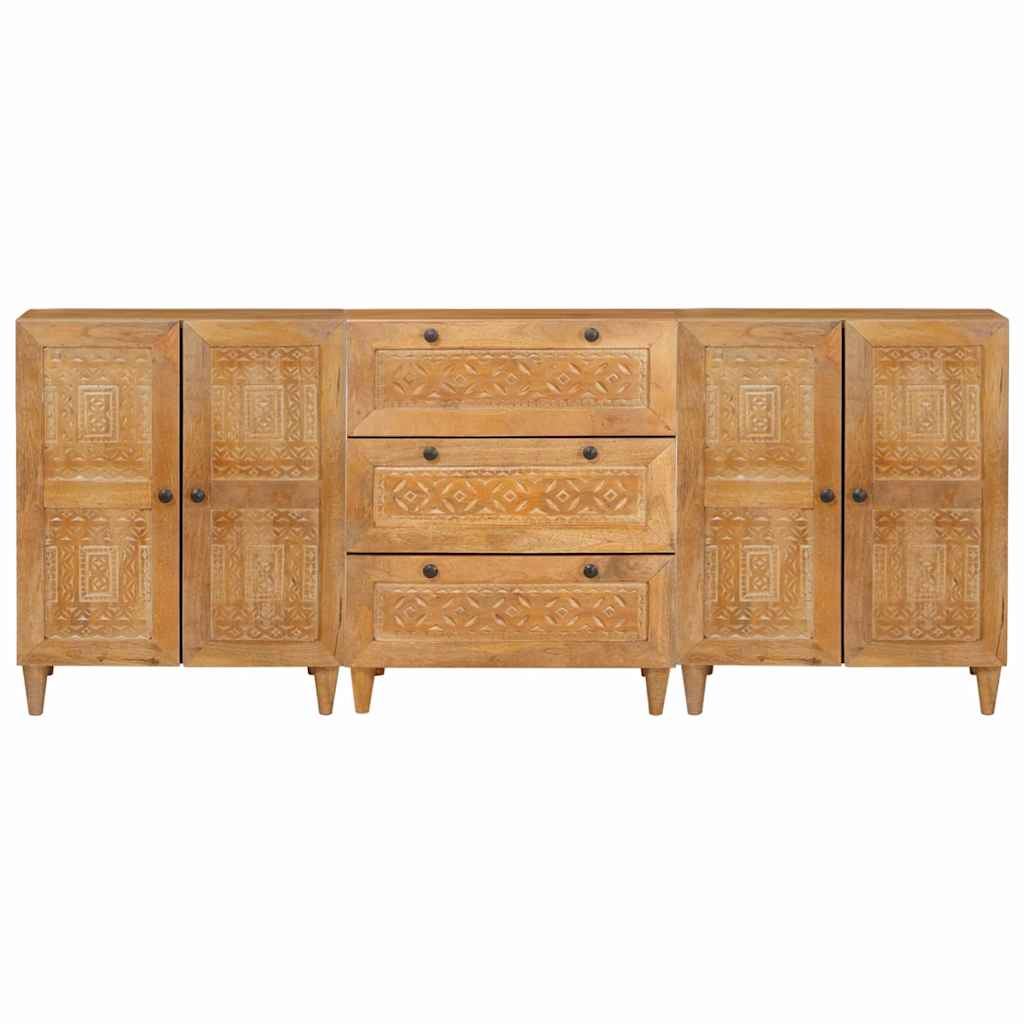 vidaXL Bufet 3 szt. 180 x 33,5 x 75 cm lite drewno mango Brązowy