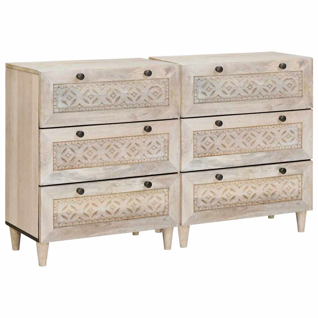 vidaXL Bufet 2 szt. 120 x 33,5 x 75 cm lite drewno mango Biały