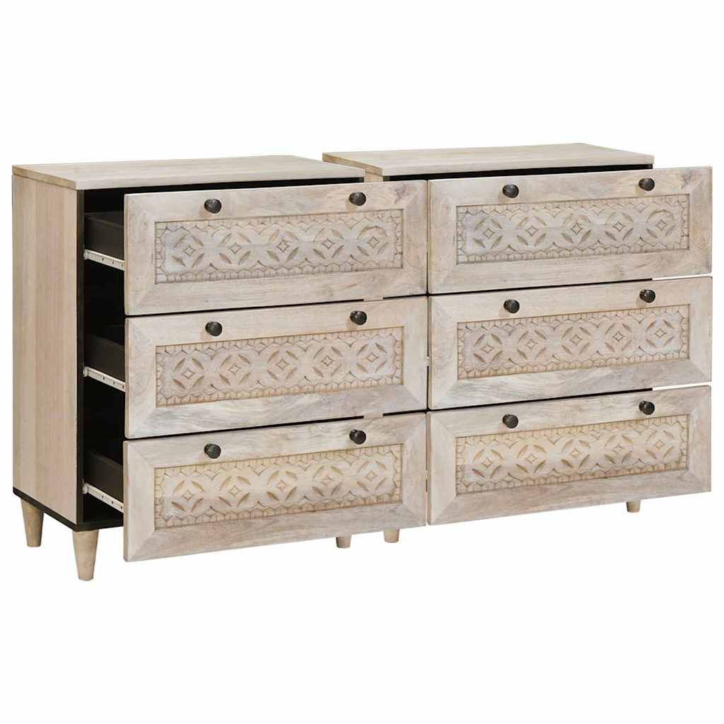 vidaXL Bufet 2 szt. 120 x 33,5 x 75 cm lite drewno mango Biały